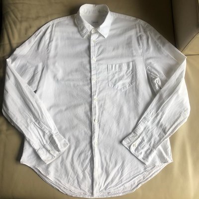 品味人生]保證正品 ARMANI COLLEZIONNI  白條紋 長袖襯衫 休閒襯衫  SIZE XL 也適合XXL