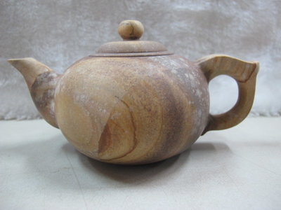 二手舖 NO.6535 木紋石壺 天然石紋 茶壺 早期收藏擺件