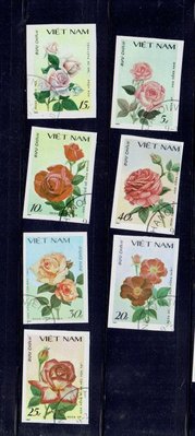世界花朵類--越南-已蓋戳郵票--地方特色花卉-玫瑰花郵票-7全(無齒票)(買4套給4方連)