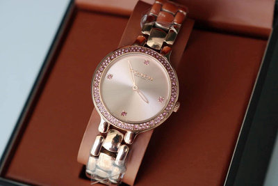 COACH Chelsea 水鑽圈 玫瑰金色錶盤 玫瑰金色不鏽鋼錶帶 石英 女士手錶 14504126