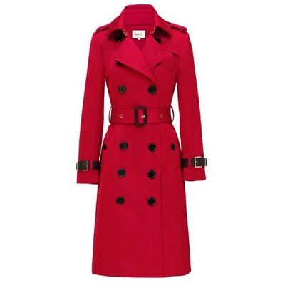 春秋季明星同款紅色風衣 中長款 韓版 大衣 外套