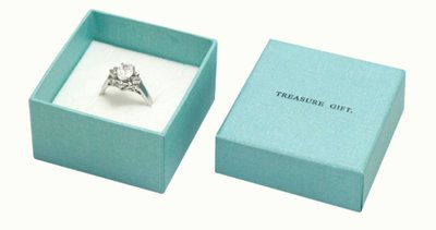 典雅Tiffany款珍珠銀彩藍色戒指/項鍊多用飾品盒 紙盒 首飾盒 項鍊盒 戒指盒 耳環盒 手鍊盒 收藏盒 珠寶盒