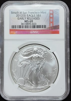 PCGS MS69 美國2012年 鷹揚 (SILVER EAGLE USA)1盎司 純銀幣