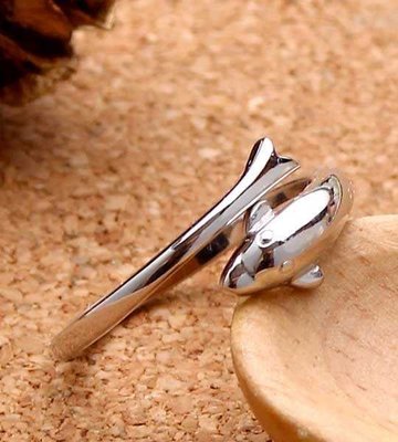 韓國飾品精品 簡約細緻♥海豚精靈♥防敏銀飾戒指
