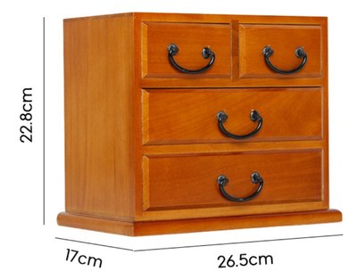 歐式 木製抽屜收納盒 三層桌上收納櫃 桐木三層櫃 多功能收納盒辦公桌書桌整理盒抽屜櫃