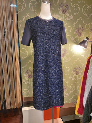 晶采臻品:Tory Burch真品~深藍亮纖設計洋裝~特價2680