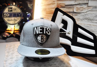 New Era NBA BRKLYN Nets Heather Grey 59Fifty 美國職籃布魯克林麻灰全封尺寸帽