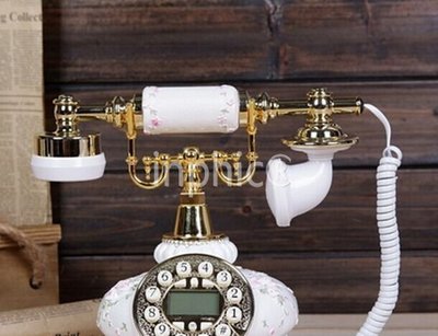 INPHIC-時尚復古電話機復古歐式電話立體雕花電話免持螢幕來電顯示