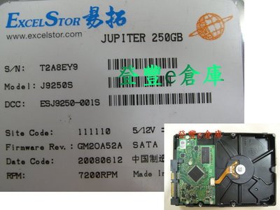 【登豐e倉庫】 F689 ExcelStor 易拓 J9250S 250G SATA2 硬碟聲音 救資料 讀取不到