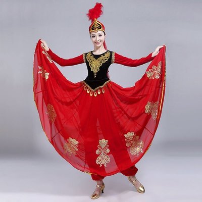 新疆舞蹈服裝女開場舞大擺裙2020新款中國風演出服成人廣場舞套裝~特價#促銷 #現貨