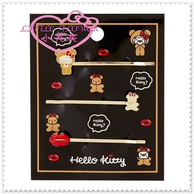 小花花日本精品♥ Hello Kitty  髮夾   夾子  髮式 紅唇小熊 08413901