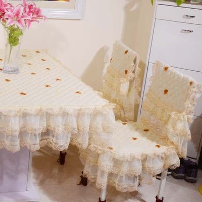 餐桌布椅套椅墊蕾絲布藝套裝歐式田園茶幾臺布桌布桌椅