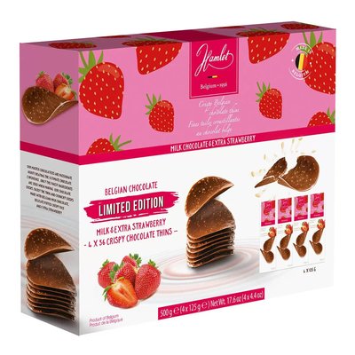 【Visual&M】Hamlet 草莓牛奶巧克力脆片 125公克4入 添加植物油 好市多代購 Costco