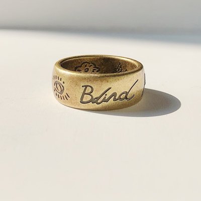 現貨21FW Blind for Love Ring 無畏的愛 眼心花鳥字母鈦鋼情侶寬戒指可開發票