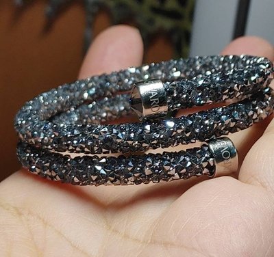 Swarovski Crystaldust Cuff/Bangle 施華洛世奇 高貴銀雙圈水晶手環