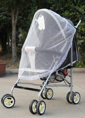 嬰兒推車/童車/傘車大小式蚊帳嬰兒車蚊帳加密帶花邊