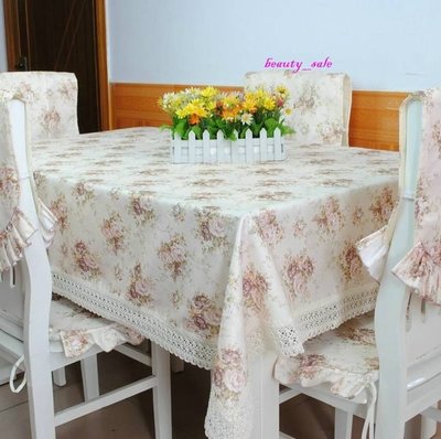 鄉村風素雅 桌巾 餐巾  椅靠背  椅墊 110x110cm