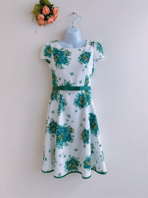 M'S GRACY藍綠花卉短袖洋裝38號