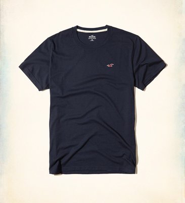 美國百分百【Hollister Co.】T恤 HCO 短袖 T-shirt 海鷗 素T logo 深藍 L號 G001