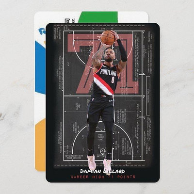 美國職籃 NBA 得分王 Damian Lillard 單場71分 球星悠遊卡 ：拓荒者隊 (實體悠遊卡、非貼紙) 另售 Jordan