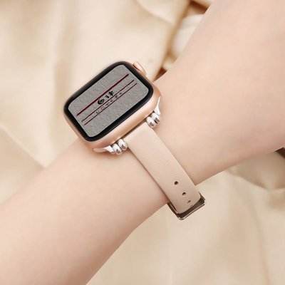 新款時尚 Apple Watch6 5 4 3 2 1代錶帶 修身真皮錶帶 蘋果手錶帶 女性替換腕帶 44mm 40mm