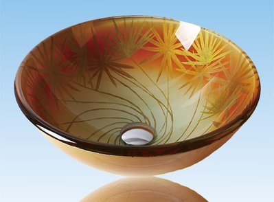 FUO衛浴:42公分 彩繪工藝 藝術強化玻璃碗公盆 (BWY15087)預訂!