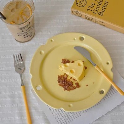 促銷打折 奶油色芝士奶酪盤子耐高溫陶瓷西餐盤歐式家用餐廳早餐沙拉甜品盤
