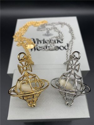 【熱賣精選】Vivienne Westwood 金色 銀色立體土星鳥籠 土星項鏈