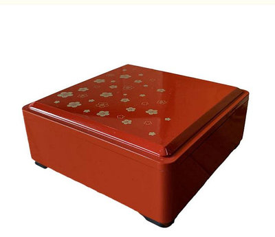 日本製~櫻花圖案 櫻花紋重箱 漆器盒 糖果盒 年菜盒 糕餅盒