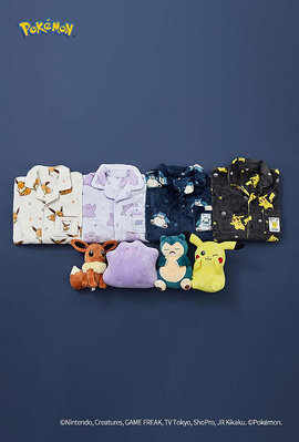 【Luxury】韓國聯名 SPAO x Pokémon 寶可夢 法蘭絨 毛茸茸 睡衣 長袖 套裝組 男女款 毛呢長袖套裝組 卡通睡衣 卡比獸百變怪皮卡丘依布