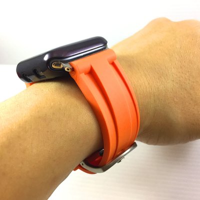 Apple Watch  沛納海代用 橡膠  錶帶 橘色 亮橘 不鏽鋼針釦 質好耐用 42 44