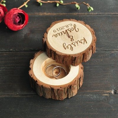 原木首飾盒森系個性禮物包裝盒子定制刻字創意實木個性求婚戒指盒~特價