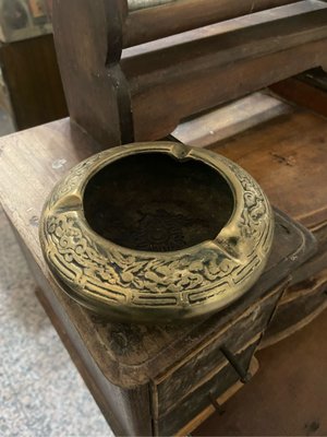 阿公的舊情人 早期 雕刻 銅製 煙灰缸 厚實