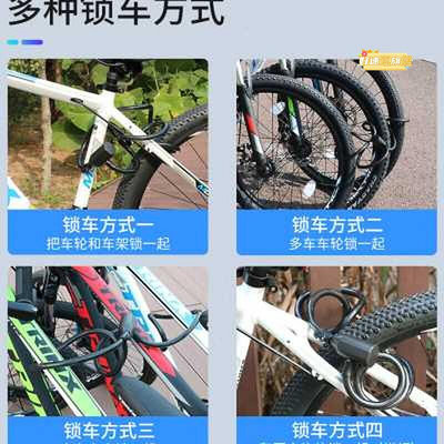 限時指紋自行車鎖防盜密碼鎖登山車電動腳踏車鋼絲可攜式鏈條鎖配件大-雲車品