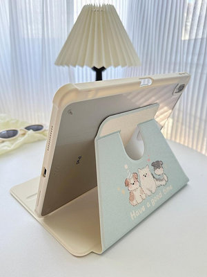 奶藍色小狗iPad保護殼360度旋轉9代102寸Air5/4防彎10代109寸Pro11/129平板套97全包mini6