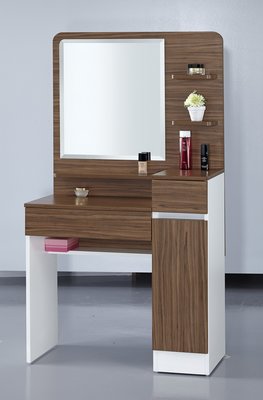 【生活家傢俱】HJS-440-7：艾美爾2.8尺化妝台 -胡桃【台中家具】化妝桌 鏡台 梳妝台 系統家具 台灣製造