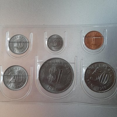 【快樂尋寶趣】馬來西亞1986年硬幣1令吉.1仙.5仙.10仙.20仙.50仙/新加坡1元.1分.5分.10分.20分.50分