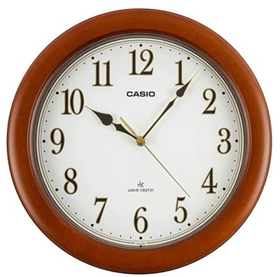 14514A 日本進口 好品質 正品 CASIO卡西歐 木框圓形簡約壁掛鐘 牆上質感時鐘數字電波鐘鐘錶送禮禮品