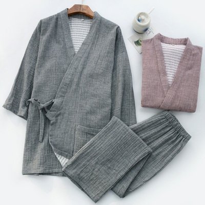 現貨熱銷-日本無印良品MUJI日式睡衣男士女2021年春秋冬新款夏季和服純棉紗爆款