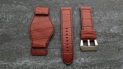 panerai小沛的新衣bund watch strap飛行軍錶風24mm皮底皮面鱷魚皮紋
