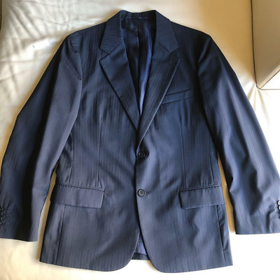 [品味人生2] 保證正品 PRADA 深藍 條紋  成套 西裝外套  size 48適合 M (上衣)