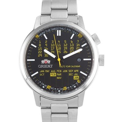 ORIENT 東方錶 MULTI-YEAR CALENDAR系列 萬年曆機械錶 鋼帶款黑色 FER2L002B (免運)