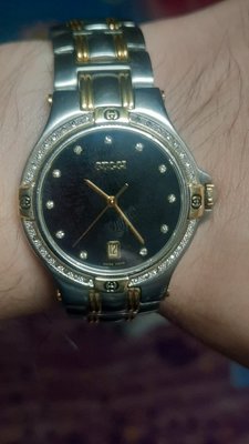 GUCCI 古馳 9040M系列  石英白鋼鑽錶 日期顯示 潮男腕錶 35MM