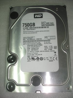 【電腦零件補給站】黑標 WD7500AARX 750GB 7200 RPM SATA III 3.5吋硬碟