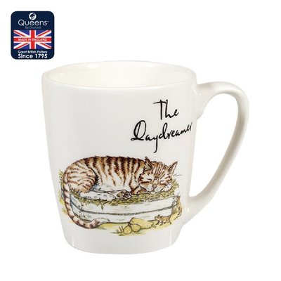 《齊洛瓦鄉村風雜貨》英國Queens 告白系列精瓷馬克杯 貓咪咖啡杯 早餐杯 虎斑貓下午茶咖啡杯 300ml