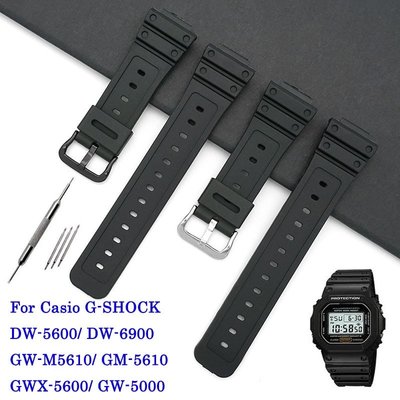 適配西歐g-shock GW-M5610 DW-5600/5700/6900凸口16mm橡膠手錶帶 樹脂運動錶帶