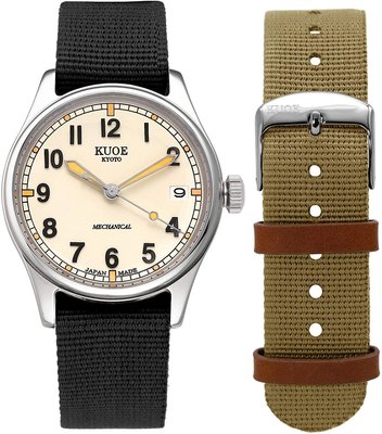 日本正版 KUOE 日本製 OLD SMITH 90-002 黃色錶面 機械錶 手錶 夜光 可換錶帶 日本代購