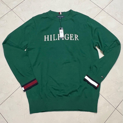 [全新正品] Tommy HILFIGER 男大人專櫃款Logo綠色針織上衣 M