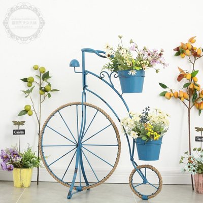 鄉村復古創意麻繩鐵藝自行車造型花架擺件園藝家居雜貨~特價#促銷 #現貨