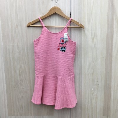 【愛莎＆嵐】 bossini 女童 粉紅色圓領細肩帶甜美風棉質洋裝/130(全新) 11204 17